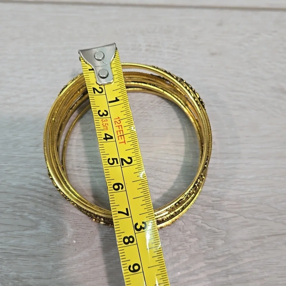 NEW 8PC Gold Textured Bangle Bracelet Bohemain Hobo Gypsy
